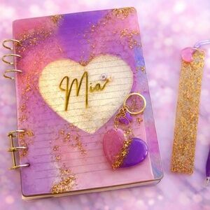 Personalized Resin A5 Notebook Set – Custom Name Journal Set of 4